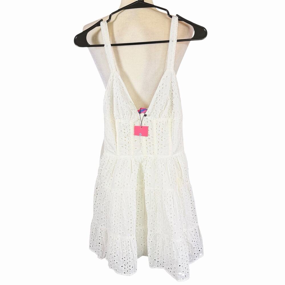Edikted Bennett Eyelet Corset Mini Dress S White Cottagecore Coquette Boho NWT